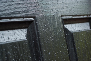 composite door with warter drops on it