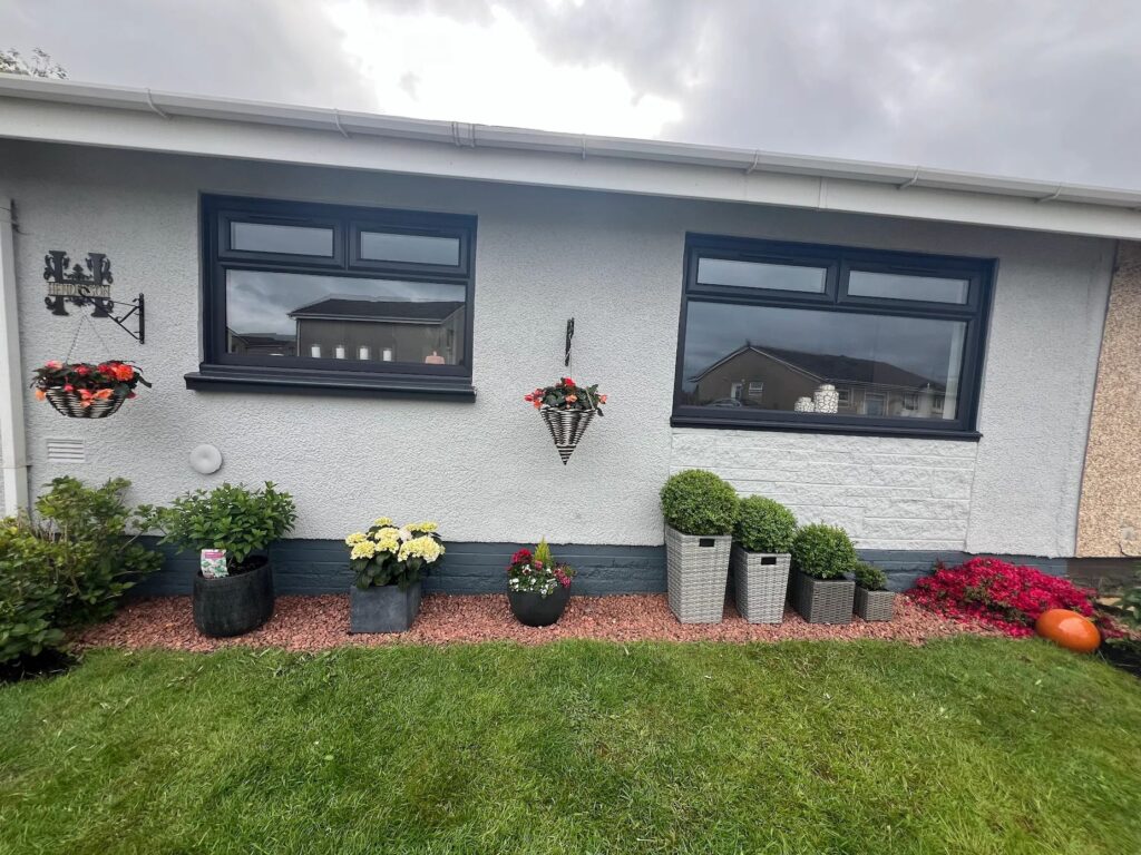anthracite grey upvc casement window top opening