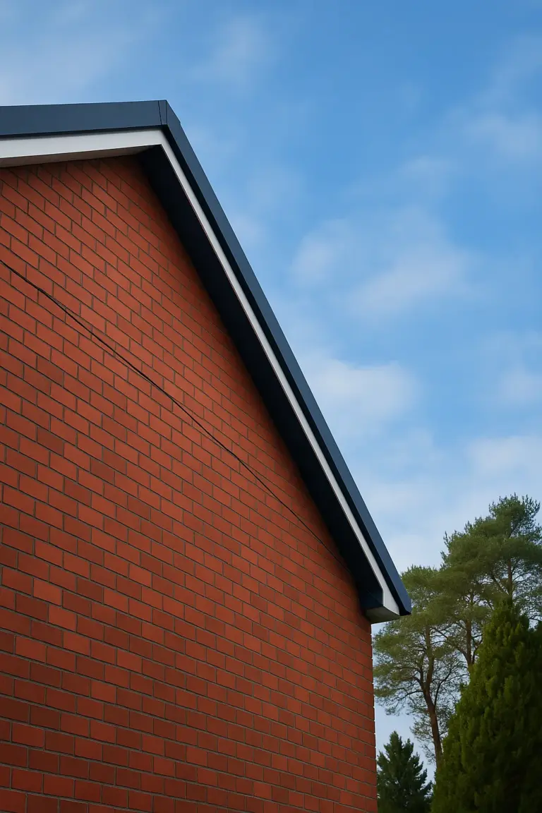 fascia scoffit roofline on red brick house