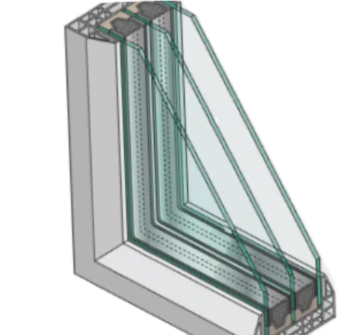 Double Glazed Unit tripple glazing cross section