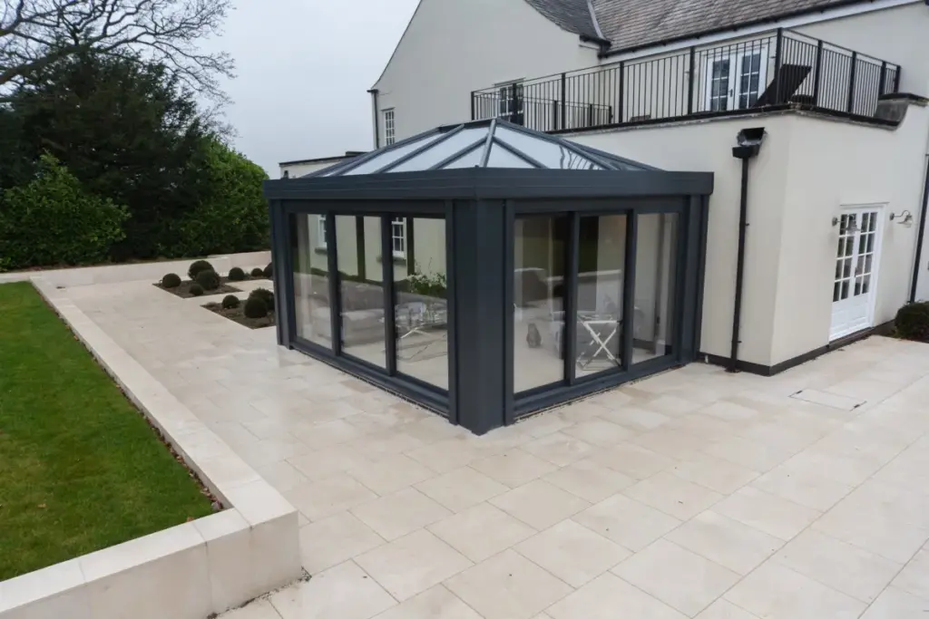 anthracite edwardian conservatory in yard