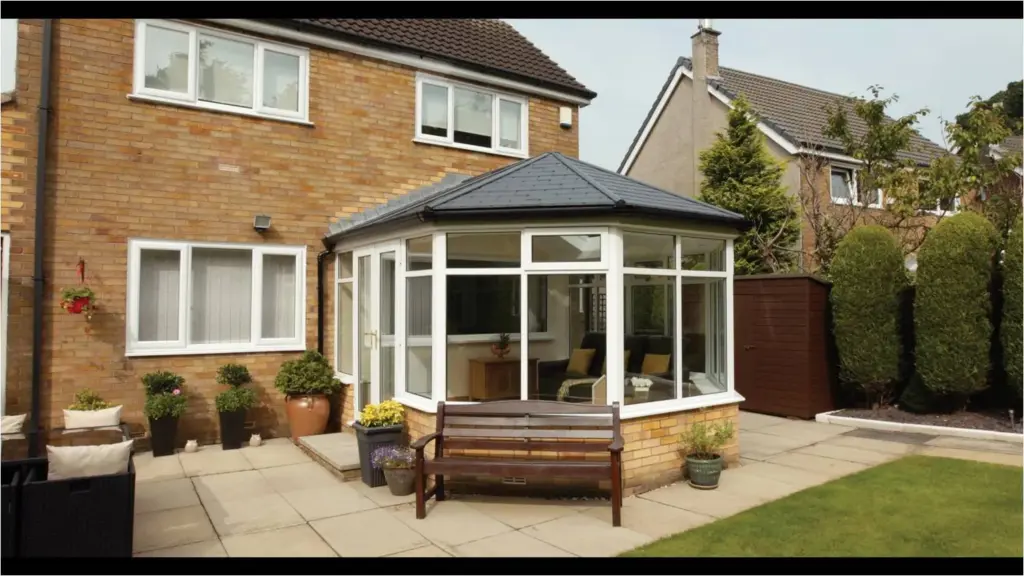 white conservatory with grey roof