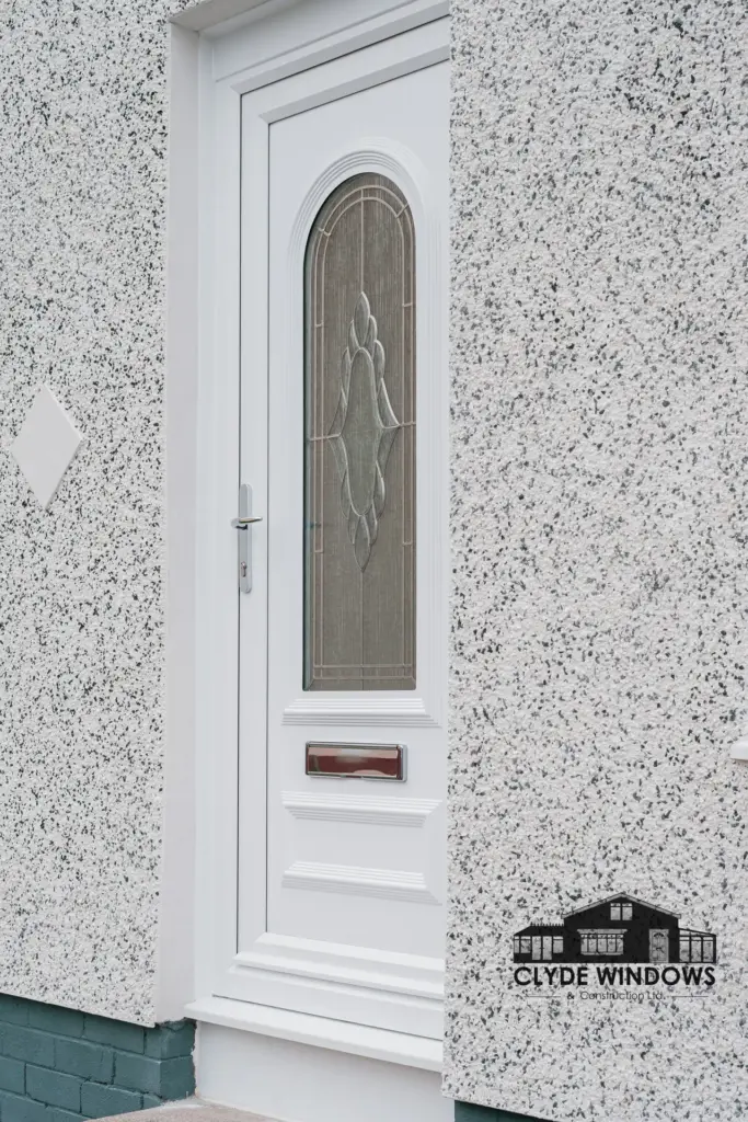 white upvc door with glass panel