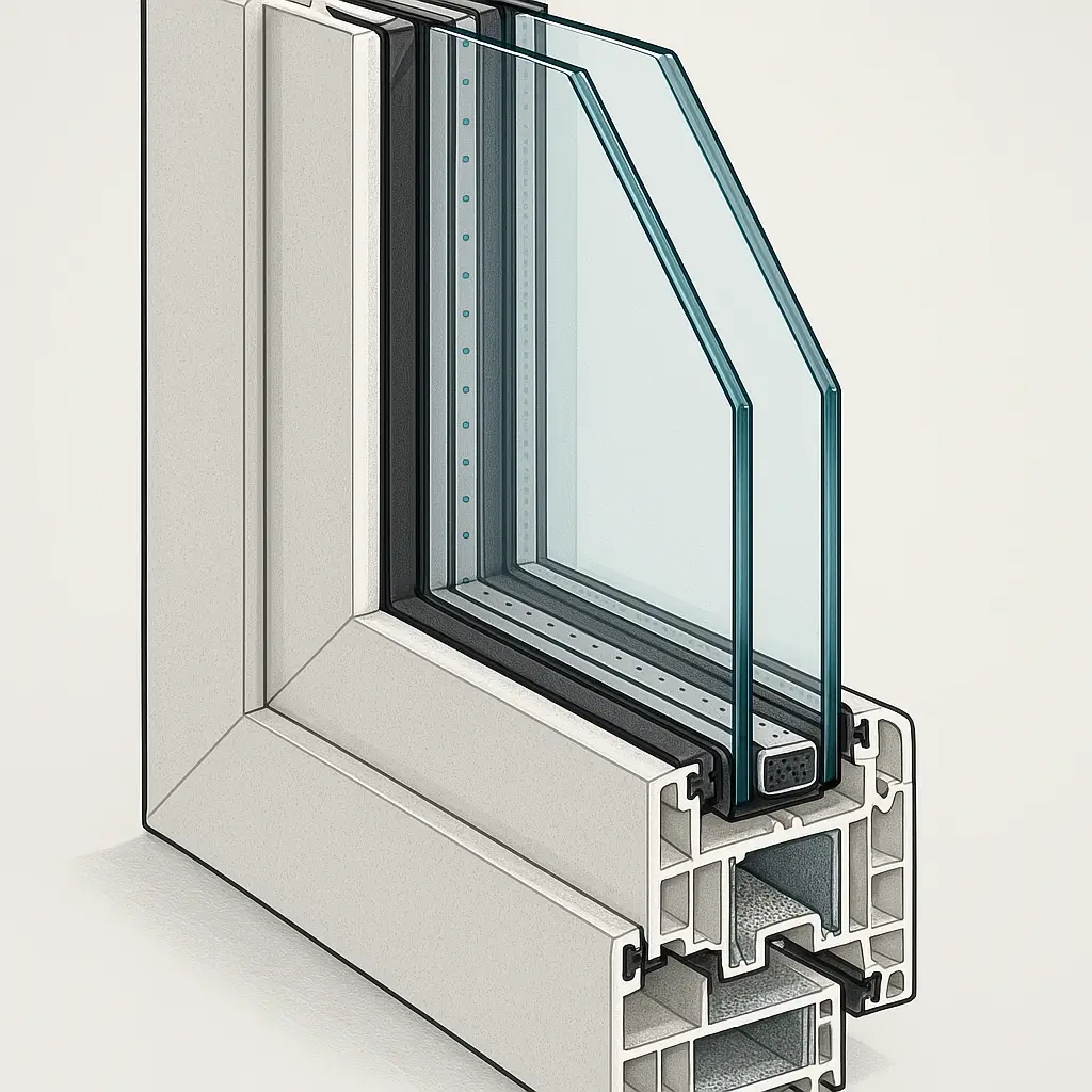 cross section double glazing window