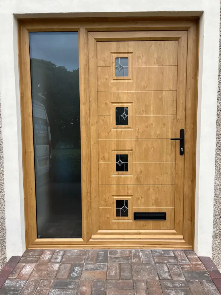 irish oak upvc door with side light