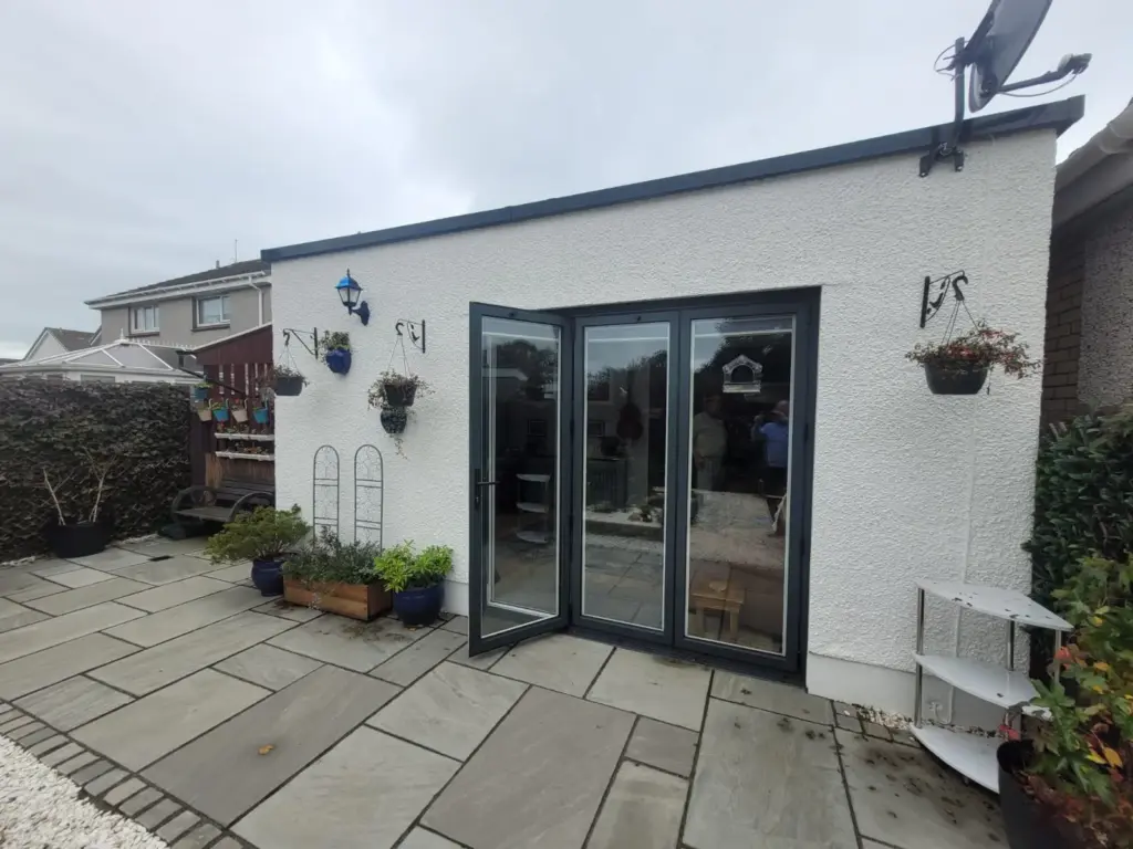 anthracite bi fold door with terrace