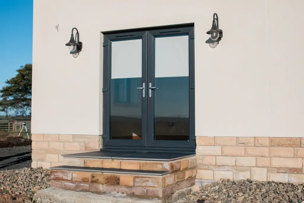 anthracite french door with outside lights