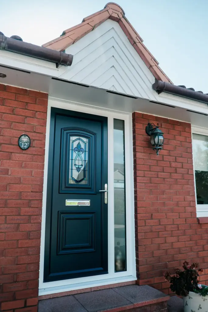 anthracite upvc door with chrome handle and letter box