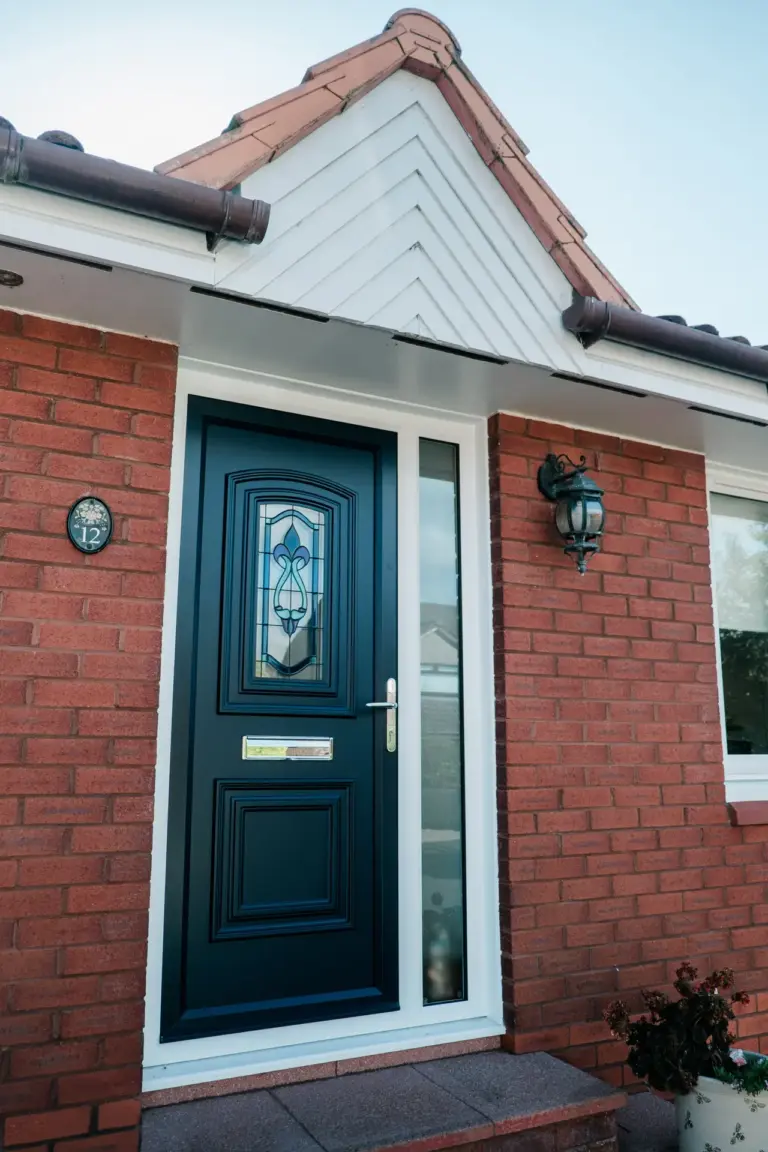 anthracite upvc door with chrome handle and letter box