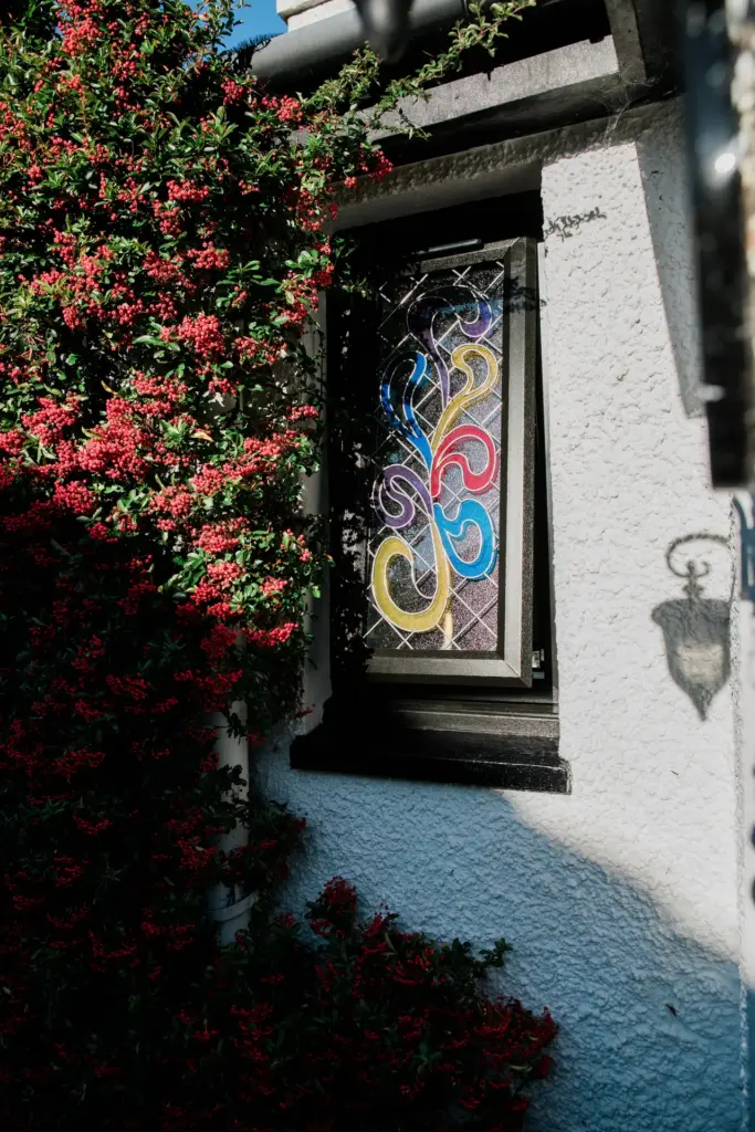 stained glass art on bugalow