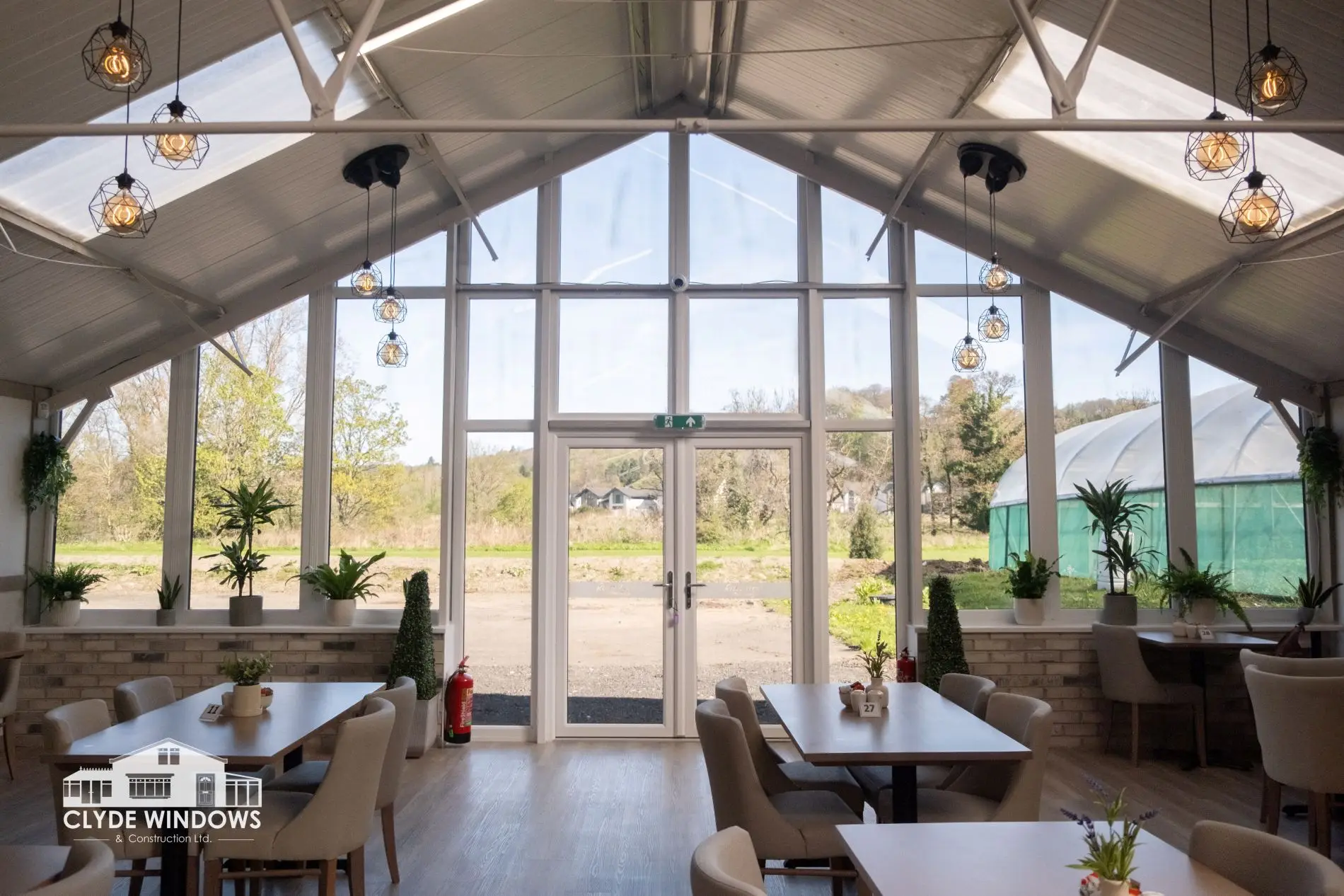 glass gable garden room interior double glazed doors