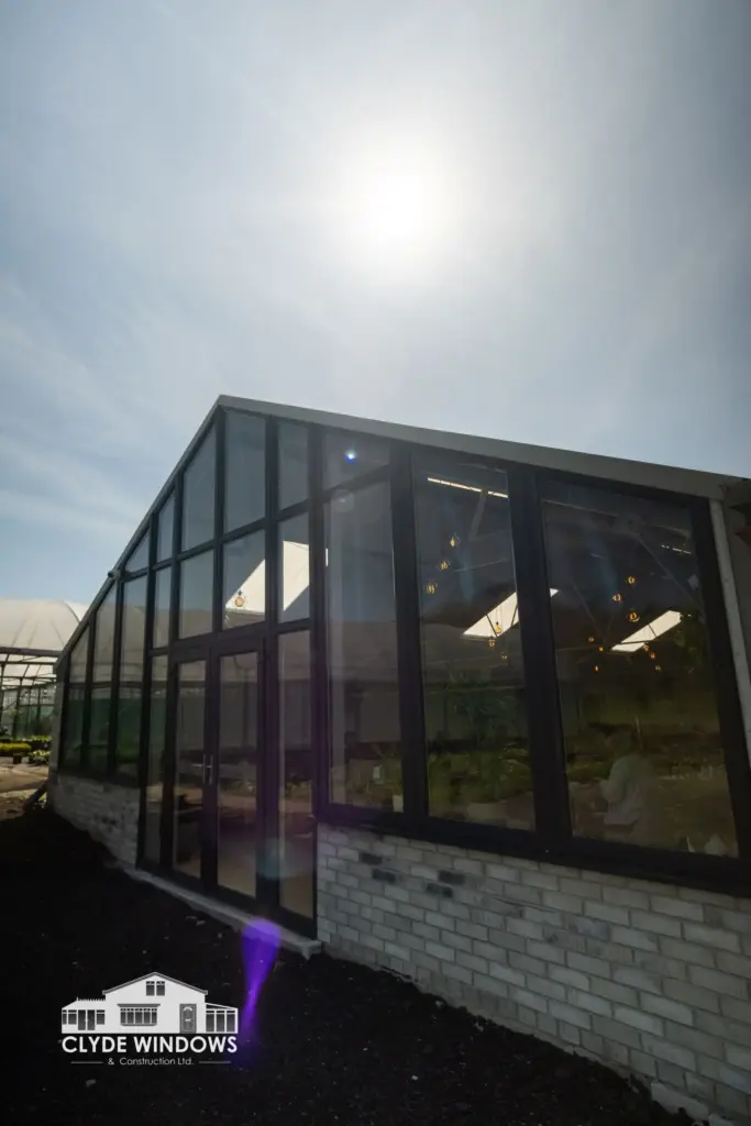 gouldings garden centre full glass frontage upvc double glazing exterior scotland