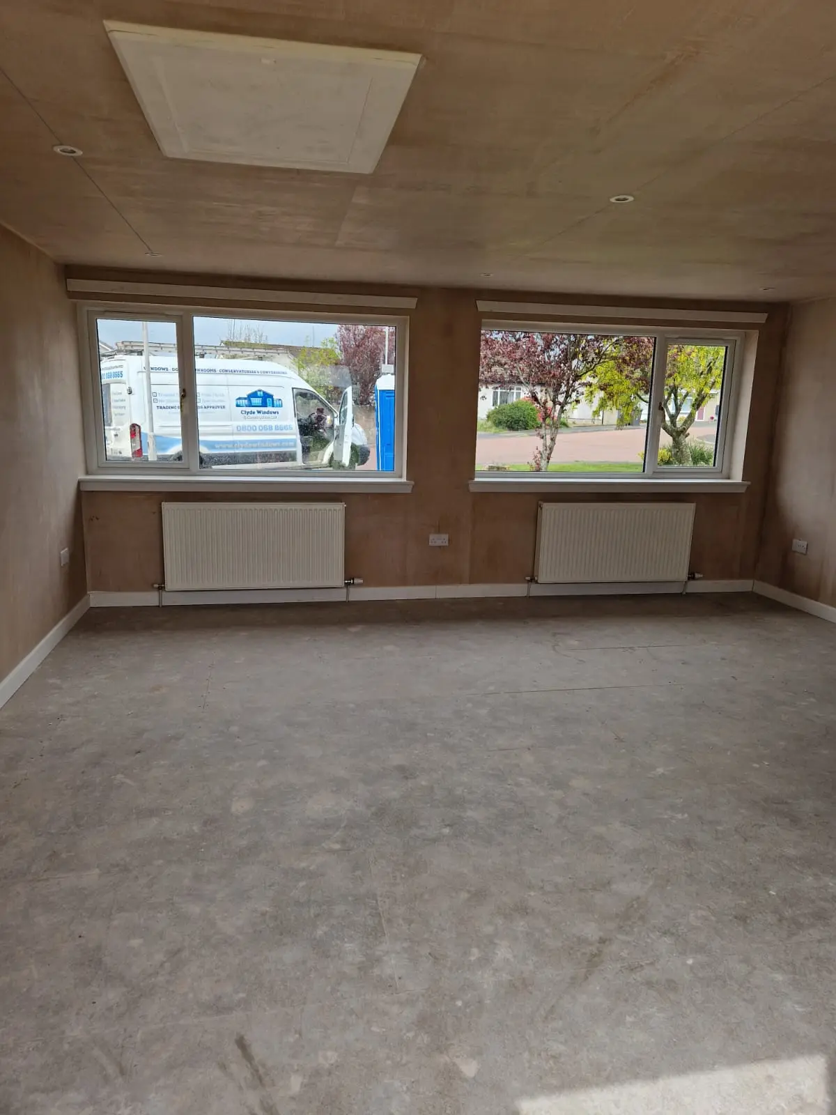 completed garage conversion heating plumbing plastering