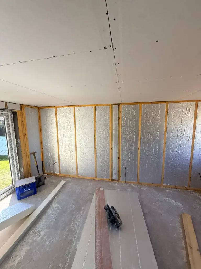 wall insulation with timberframe garage conversion