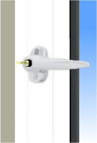 Casement window handle in a ventilation position