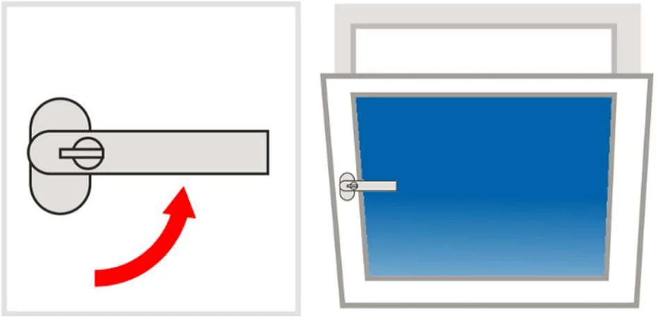 tilt turn window handle tilt position