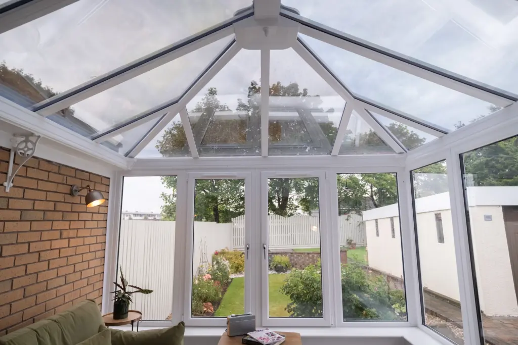 Interior view of the solar-controlled glass conservatory roof